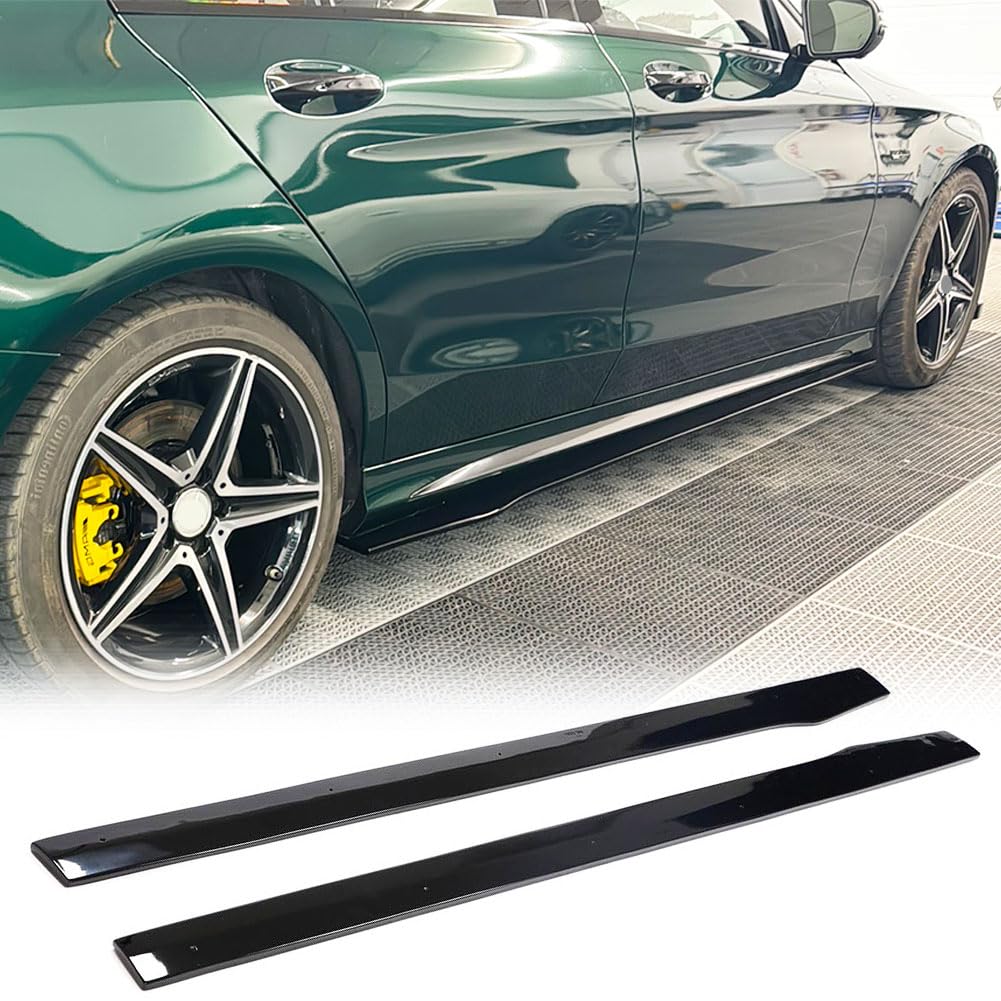 Amazon.com: MCARCAR KIT Gloss Black Side Skirts for Mercedes Benz